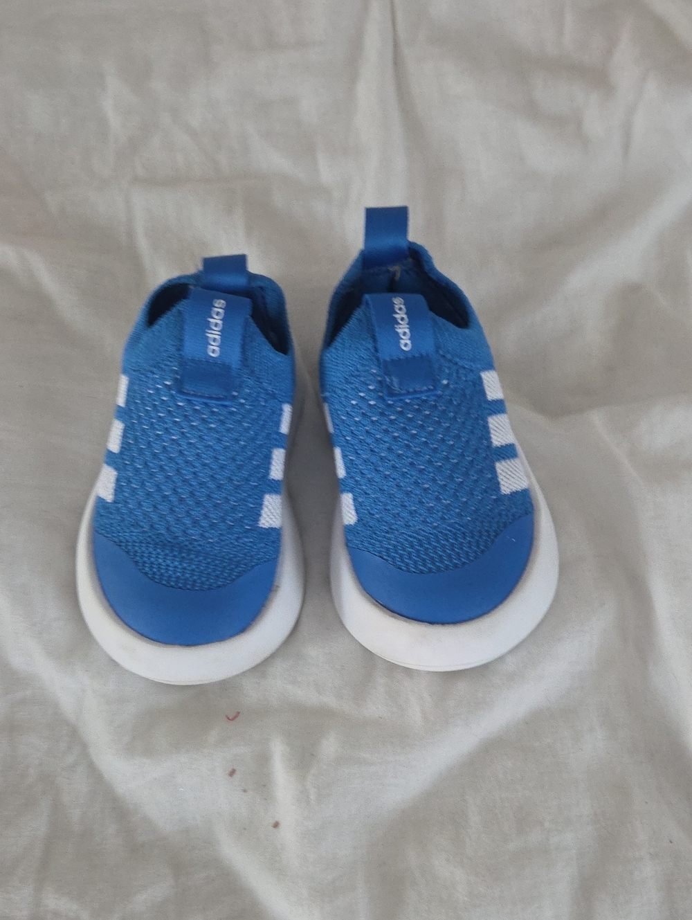Adidas Kids Royal Blue Slip-On Knit Sneakers with White Accents